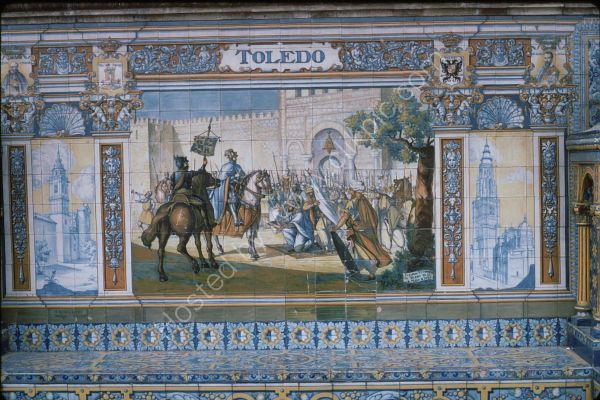 Tilework representing Toledo, Plaza de Espana, Seville